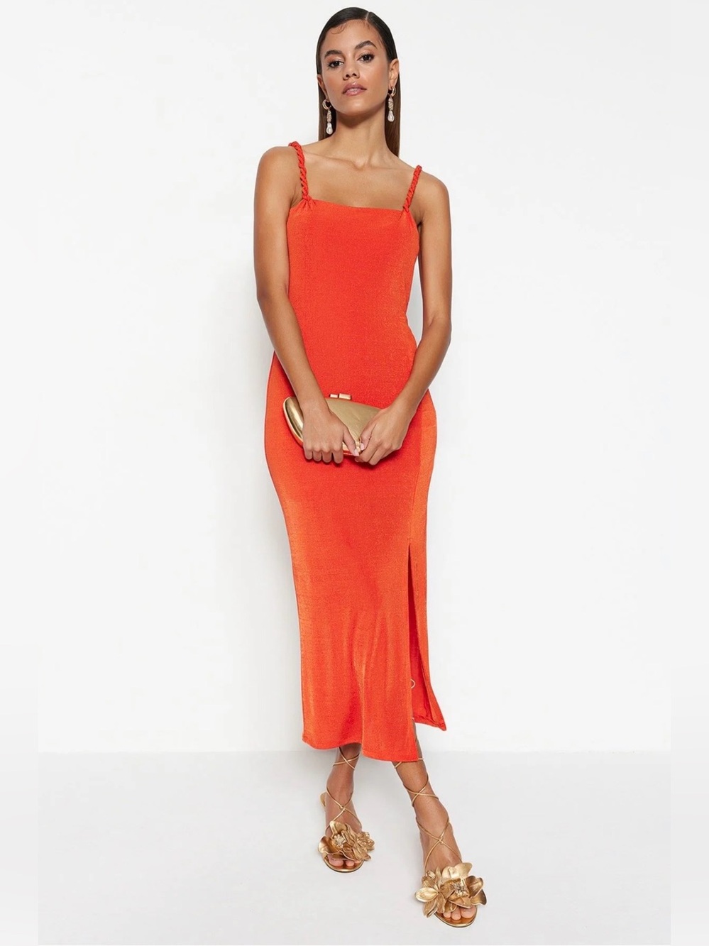 Boutique Vibrant Orange Maxi Dress